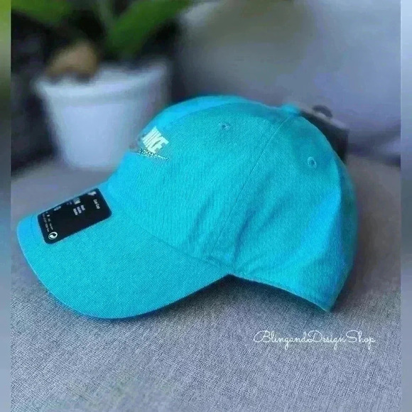 Teal Bling Nike Hat Club Unstructured Futura Cap Adjustable with Crystals NWT - Picture 4 of 15